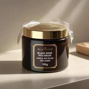 Savon Noir à l’Argan – Vanille, Musc Blanc & Jasmin